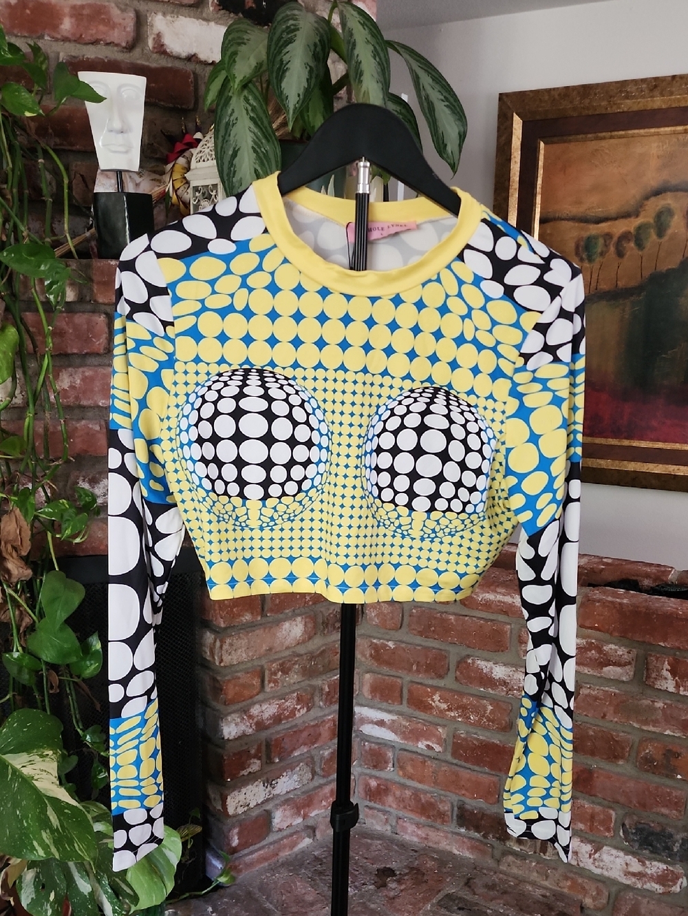 Nichole Lynel Y2K Optical Illusion Mesh Crop Top Size L